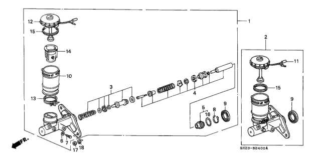 1990 Honda CRX 2 Door HF KH 5MT Brake Master Cylinder Diagram