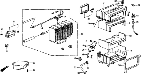 1986 Honda Accord Thermostat, Air Conditioner Diagram for 80430-SE0-A10