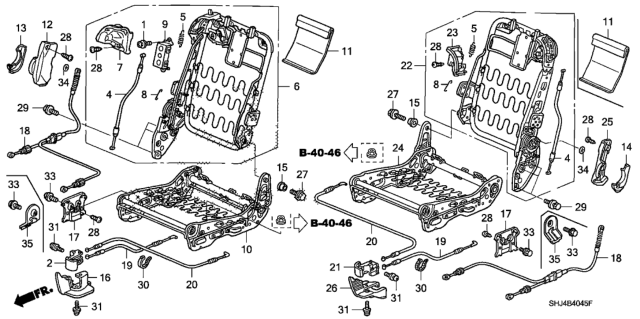 2006 Honda Odyssey Middle Seat Components Diagram 1