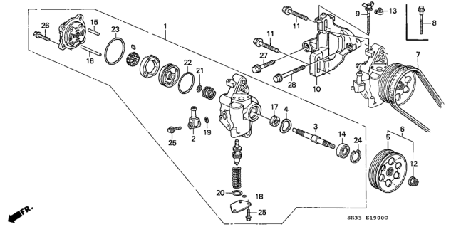 1994 Honda Civic 3 Door SI (ABS) KA 5MT P.S. Pump Diagram