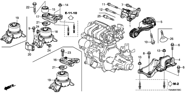 2015 Honda Fit Mounting Rubber Assembly, Transmission Diagram for 50850-T5R-913