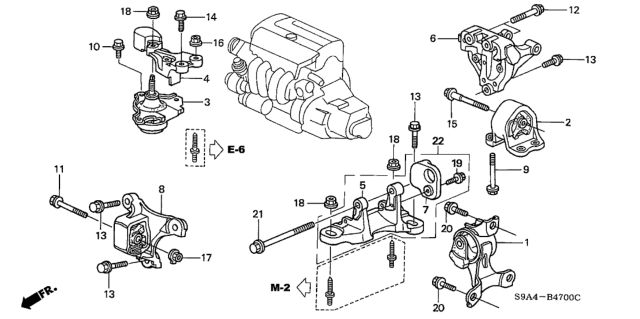 2005 Honda CR-V Bracket, Transmission Mounting Diagram for 50825-S9A-000