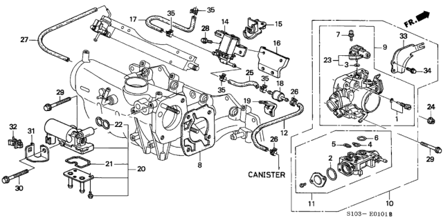 2001 Honda CR-V O-Ring (15.8X1.9) Diagram for 16078-P06-A00