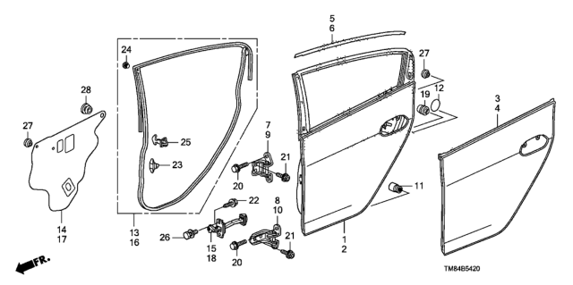 2012 Honda Insight Checker, Left Rear Door Diagram for 72880-TM8-A01