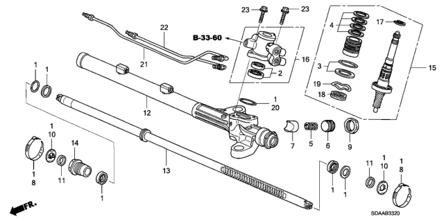 2007 Honda Accord P.S. Gear Box Components (L4) Diagram