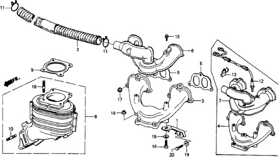 1987 Honda CRX Sensor, Oxygen (Ngk) Diagram for 36531-PE1-A02