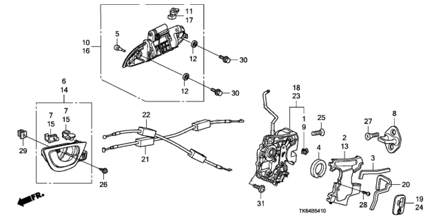 2010 Honda Fit Handle Assembly, Driver Side Door (Outer) (Premium Deep Violet Pearl) Diagram for 72180-TK6-A11ZF