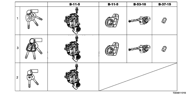 2014 Honda CR-V Key Cylinder Set Diagram