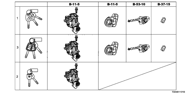 2013 Honda CR-V Key Cylinder Set Diagram