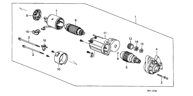 1990 Honda CRX 2 Door HF KH 5MT Starter Motor (Denso) Diagram