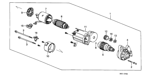 1990 Honda CRX Starter Motor (Denso) Diagram