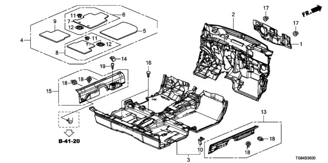 2015 Honda Civic Floor Mat, L. FR. *NH167L* (GRAPHITE BLACK) Diagram for 83602-TS8-A21ZA