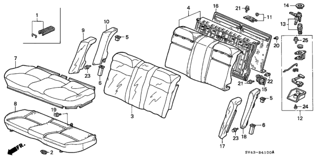 1994 Honda Accord 4 Door DX KA 5MT Rear Seat Diagram