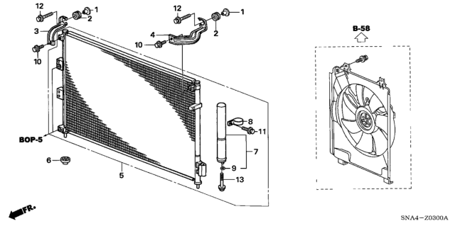 2006 Honda Civic 4 Door DX KA 5MT A/C Condenser Diagram 2