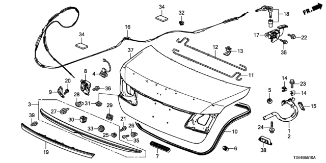 2014 Honda Accord Spoiler Assembly, Trunk (Burnished Silver Metallic) Diagram for 71700-T3V-A01ZA