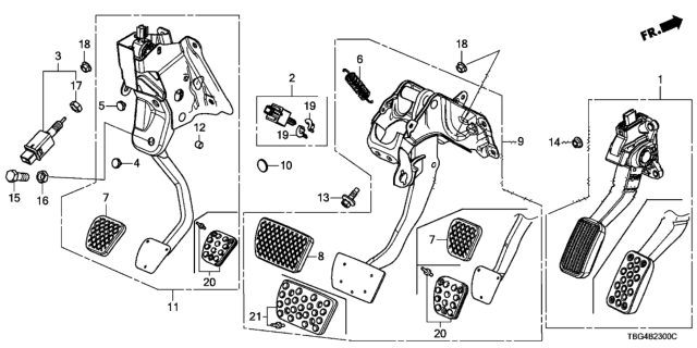 2018 Honda Civic Pedal Comp,Clutch Diagram for 46910-TBA-A01