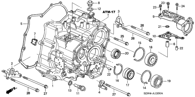 2004 Honda Accord AT Transmission Case (V6) Diagram