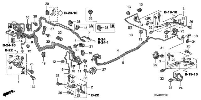 2002 Honda CR-V Pipe V, Brake Diagram for 46375-S9A-A00