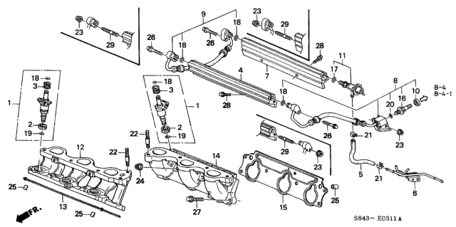 1999 Honda Accord Fuel Injector (V6) Diagram