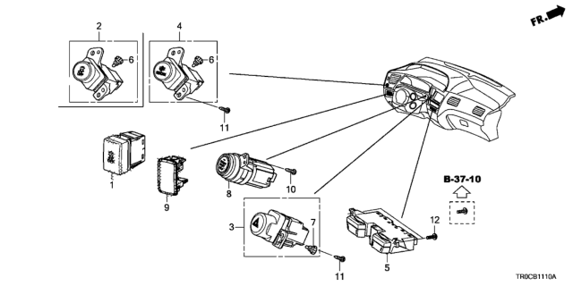 2014 Honda Civic Switch Assy., Vsa Off Diagram for 35300-TR0-A12