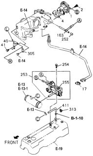 1994 Honda Passport 4 Door DX (4X2 4 CYLINDER) KA 5MT Emission Piping Diagram 1
