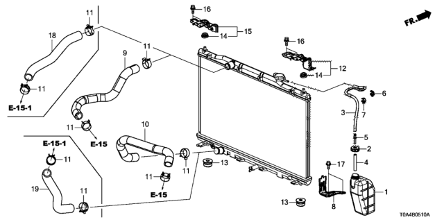 2014 Honda CR-V Hose, Water Upper Diagram for 19501-R5C-A00