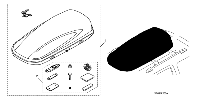 2017 Honda Pilot 5 Door EX-L (AWD/SENSING) KA 6AT Roofbox & Attachment (Medium) Diagram