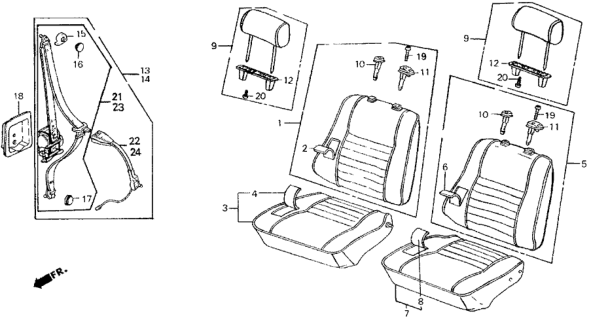 1987 Honda Civic Buckle Set, R. FR. *NH167L* (Takata) (GRAPHITE BLACK) Diagram for 04813-SB4-A04ZE