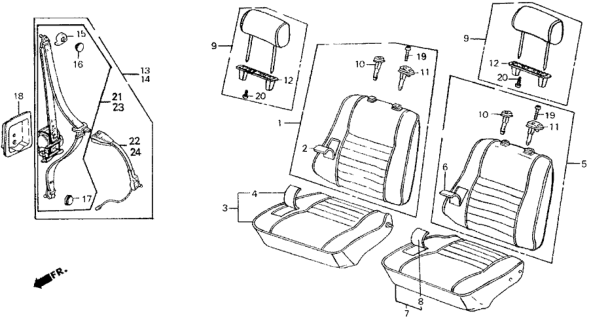 1985 Honda Civic Seat Belt Assy., L. FR. *YR82L* (Takata) (ARK TAN) Diagram for 776A2-SB6-665ZA