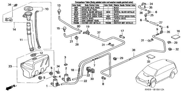 1998 Honda Odyssey Motor, Washer (Mitsuba) Diagram for 38512-SF0-J01