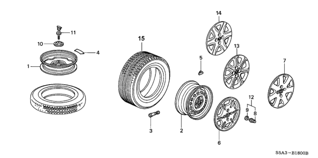 2001 Honda Civic Tire (P185/70R14) (87S) (M+S) (Firestone) Diagram for 42751-FIR-007