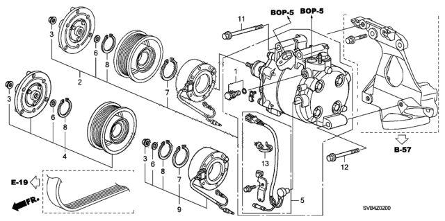 2011 Honda Civic 2 Door DX KA 5AT A/C Compressor Diagram