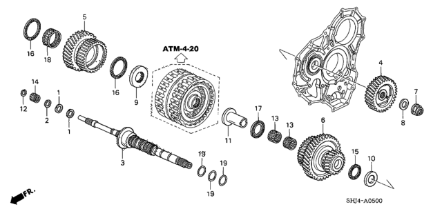 2006 Honda Odyssey Gear, Mainshaft Fourth Diagram for 23461-RGR-010