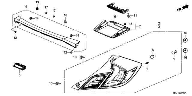 2019 Honda Civic 2 Door EX (TURBO) KA CVT Taillight - License Light Diagram
