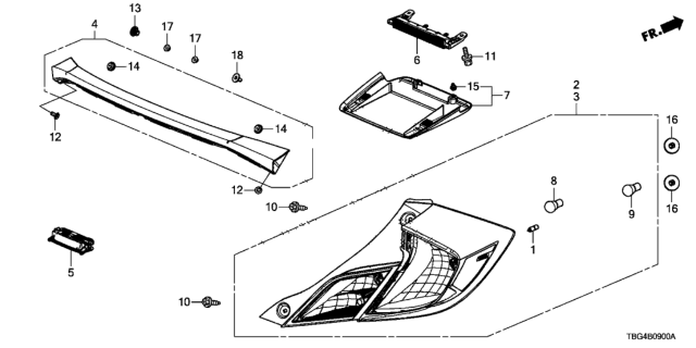 2016 Honda Civic Taillight Assy. L Diagram for 33550-TBG-A01