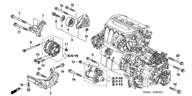 2004 Honda Accord Engine Mounting Bracket (L4) Diagram