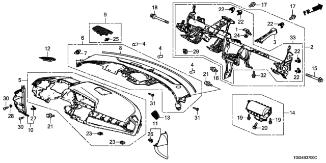 2020 Honda Civic Panel, Instrument *NH900L* (DEEP BLACK) Diagram for 77100-TGG-A10ZA