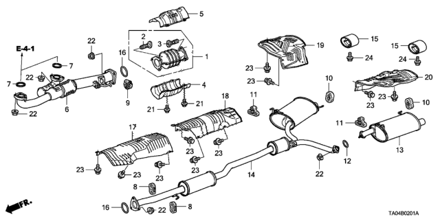 2010 Honda Accord Muffler, Passenger Side Exhuast Diagram for 18307-TA6-A03