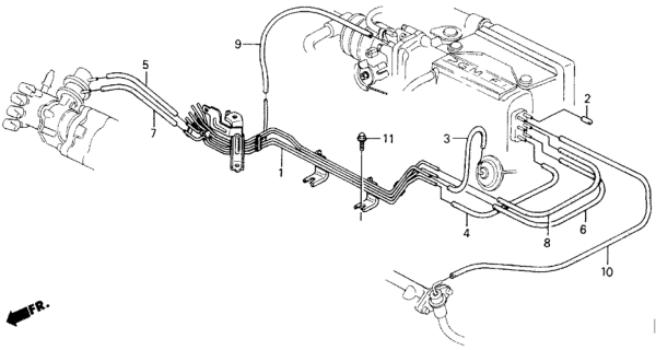 1989 Honda Accord 2 Door LXI KA 5MT Fuel Vacuum Tubing (PGM-FI) Diagram