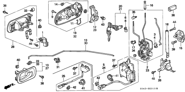 1997 Honda Civic Rod, R. FR. Inside Handle Diagram for 72131-S04-004