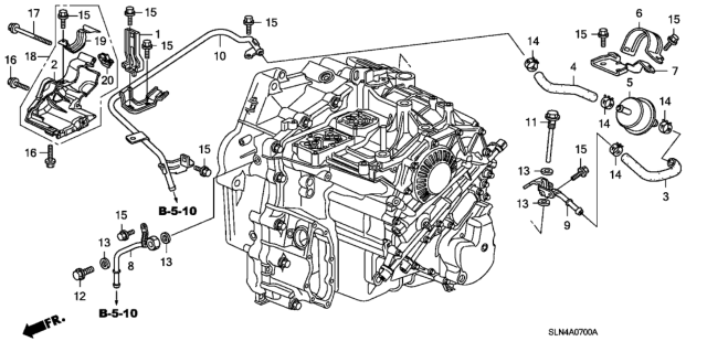 2008 Honda Fit 5 Door BASE KA 5AT AT ATF Pipe Diagram