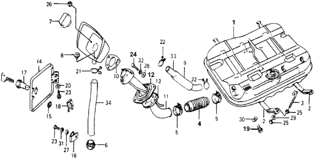 1977 Honda Accord Connector, Fuel Pipe Diagram for 70463-671-880