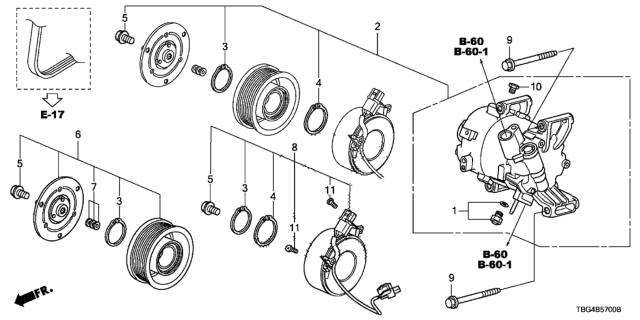 2016 Honda Civic A/C Air Conditioner (Compressor) Diagram