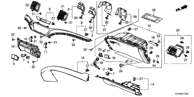 2016 Honda Pilot Box Assembly, (Wisteria Light Gray) Diagram for 77500-TG7-A03ZC