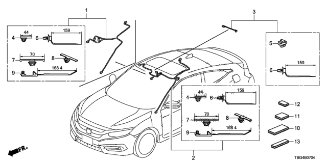 2016 Honda Civic Wire Sunroof Diagram for 32155-TBG-A10