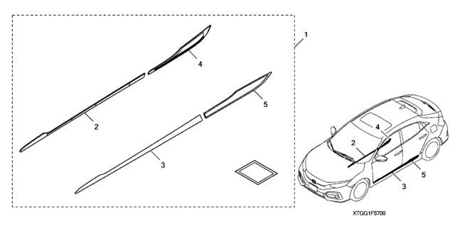 2017 Honda Civic Garnish Assy., L. RR. (Chrome) Diagram for 08F57-TGG-10004