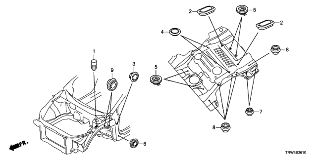 2018 Honda Clarity Plug-In Hybrid Grommet (38) Diagram for 90838-TRW-A01