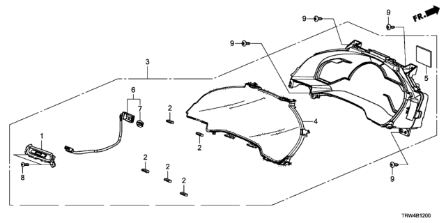 2020 Honda Clarity Plug-In Hybrid METER, COMBINATION Diagram for 78100-TRW-A03