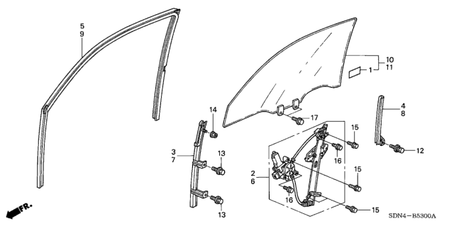 2003 Honda Accord Sash, R. FR. Door (Lower) (FR) Diagram for 72230-SDN-A01