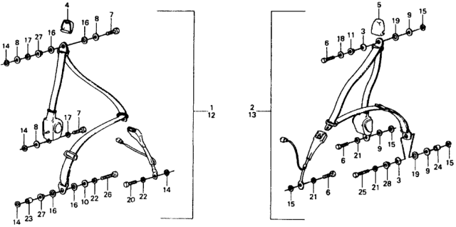 1979 Honda Civic Seat Belt Assy., R. FR. *NH1L*(Takata) (BLACK) Diagram for 77610-657-Z02ZC